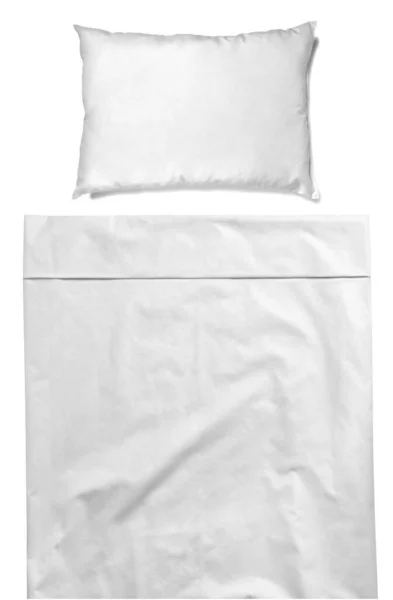 Sängkläder lakan kudde säng sömn sovrum vit — Stockfoto