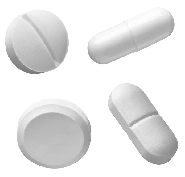 Fehér tabletta orvosi gyógyszer gyógyszer — Stock Fotó