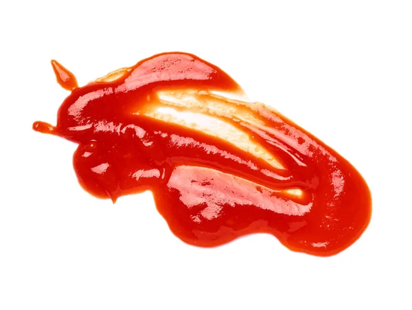 Ketchup macchia di carne goccia di cibo salsa di pomodoro incidente schizzo liquido sporco rosso fiocco — Foto Stock