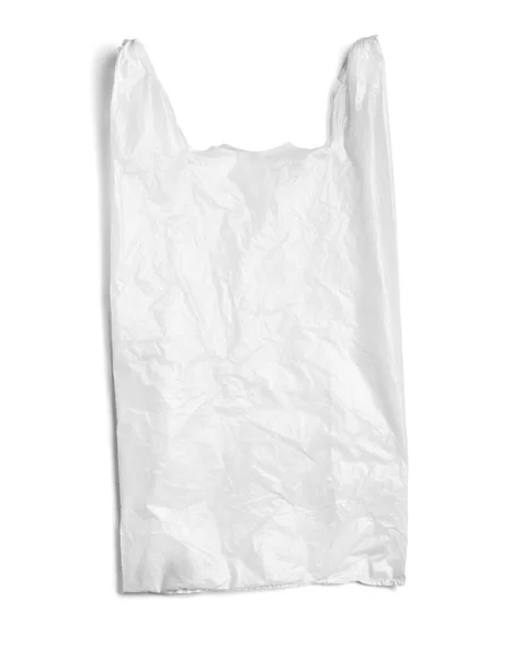 Пластиковий пакет білі покупки несуть забруднення навколишнього середовища відходи, що використовуються в торговельній ручці роздрібна одноразова — стокове фото