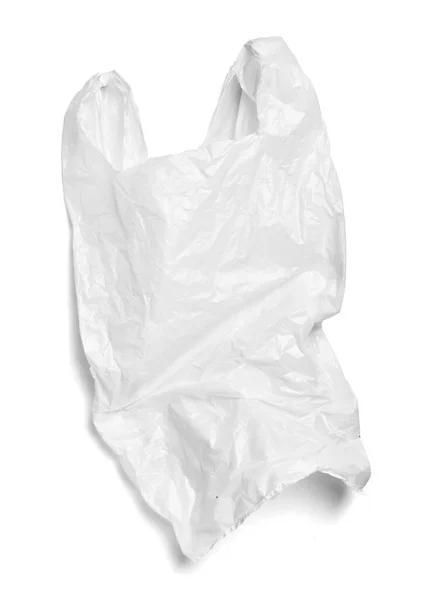 レジ袋白ショッピング運ぶ汚染環境廃棄物使用ショッピングハンドル小売使い捨て — ストック写真