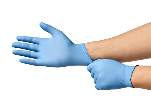 Latex handschoen bescherming virus corona coronavirus ziekte epidemie medische hygiëne hand — Stockfoto
