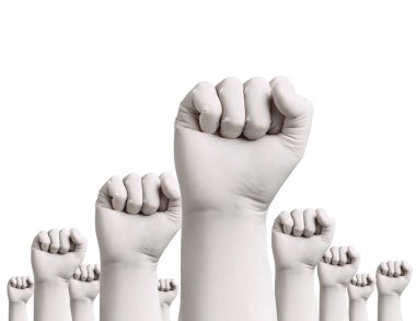 Corona virüsü koronavirüs salgını eldiven koruyucu virüs tıbbi sağlık yumruk gücü el gücü