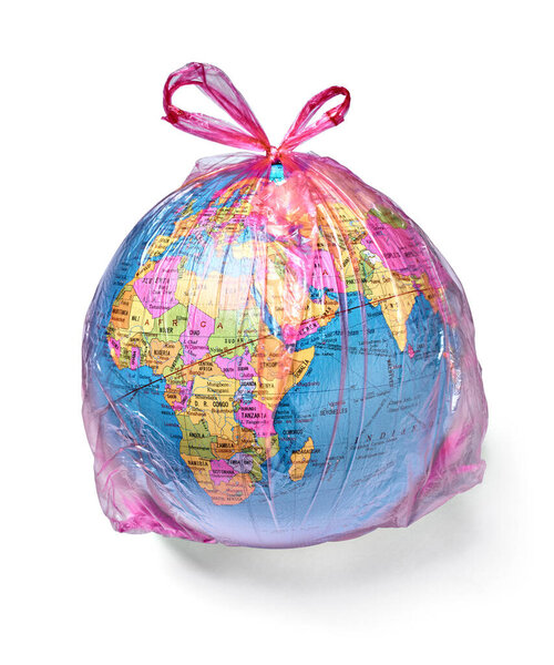 Земной шар пластиковые мешки загрязнения окружающей среды экологии планеты глобального потепления