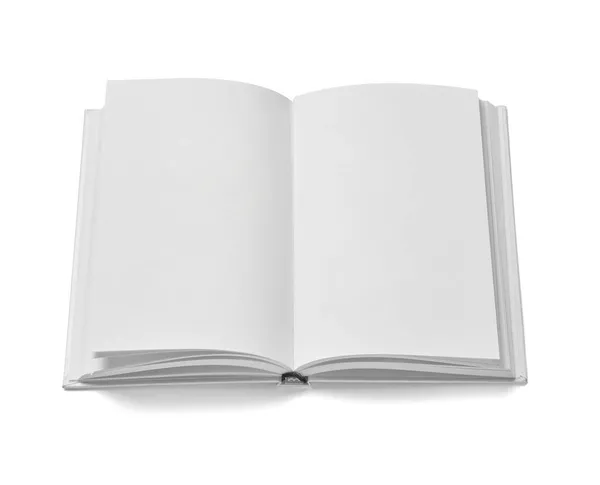 Книга папір освітня сторінка література блокнот підручник фон порожній білий відкритий шаблон читання — стокове фото