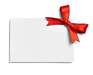 Kurdele yay kartı noel kutlaması notu.