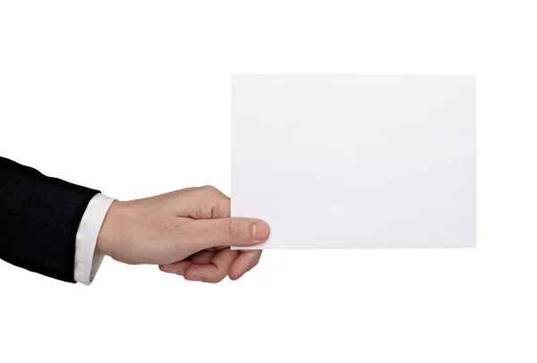 Puste oznakowanie etykieta etykieta ręka gospodarstwa papieru — Zdjęcie stockowe