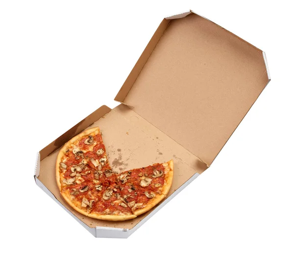 Pizzakiste Lebensmittel Pappe Lieferung Paket Mahlzeit Mittagessen — Stockfoto