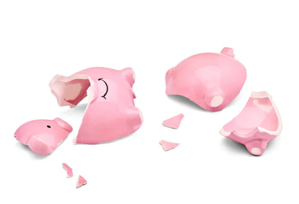 Coin finance saving money piggybank business investment banking piggy bank pig broken poverty recession — Stock Photo, Image