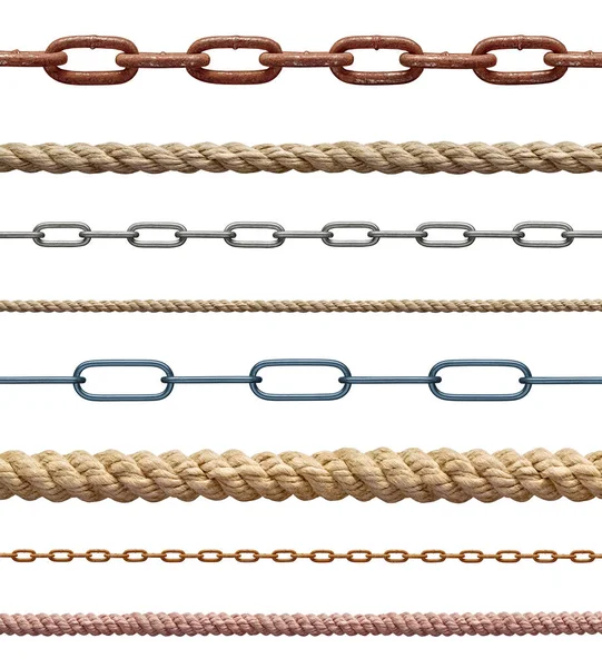 Touw touw ketting metalen link stalen snoer kabel lijn — Stockfoto