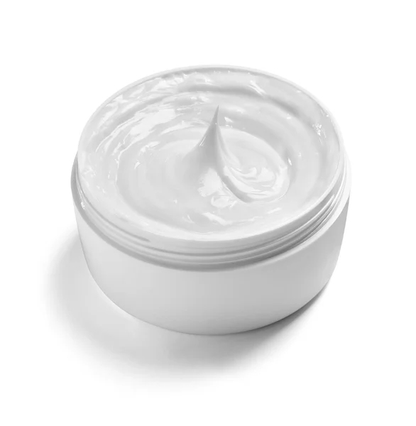 Fehér krém tartály üveg szépség hidratáló bőr — Stock Fotó