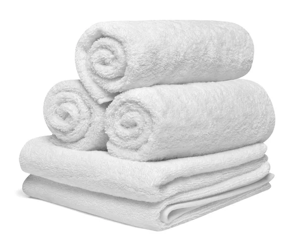 Handuk kapas kamar mandi spa putih tekstil kain — Stok Foto