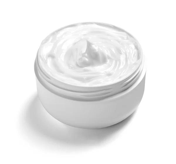 Crema blanca recipiente tarro belleza hidratante piel —  Fotos de Stock