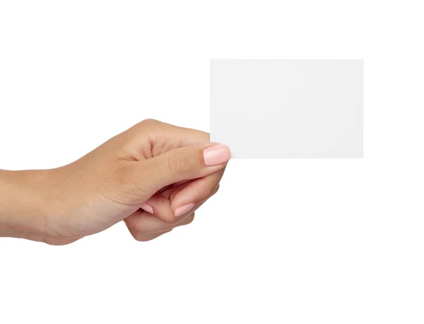Lapp papper kort tomt tecken hand innehav — Stockfoto