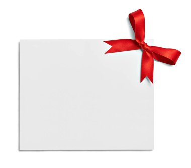 Kurdele yay kartı noel kutlaması notu.