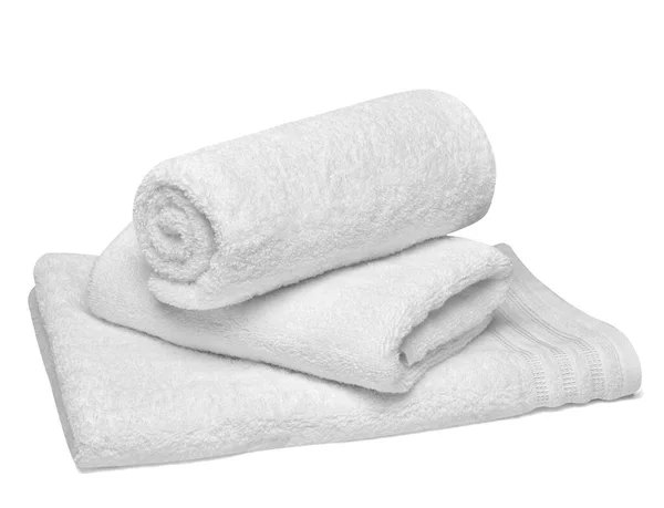 Handdoek katoen badkamer witte spa doek textiel — Stockfoto