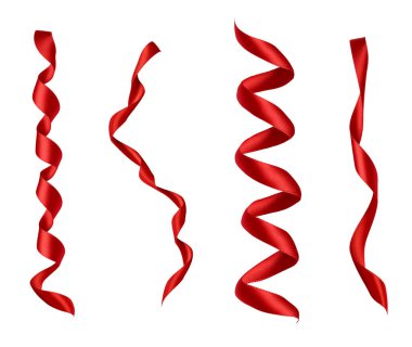 Kırmızı kurdele. Kutlama dekorasyonu.