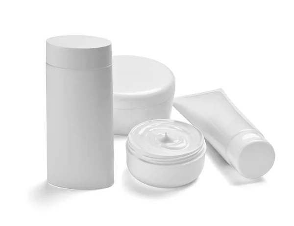 White cream container jar beauty moisturizer tube sabun — Stok Foto