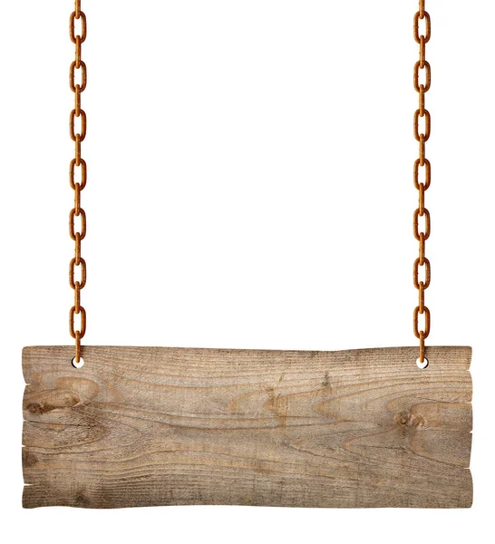 Wooden sign chain ropesignboard signpost — Stock Photo, Image