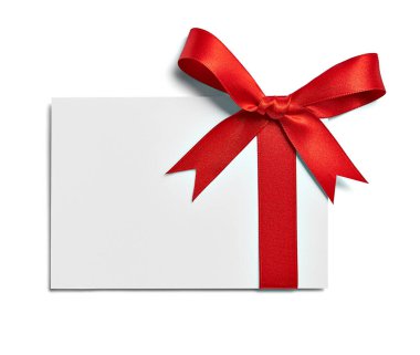 Kurdele yay kartı noel kutlaması notu.