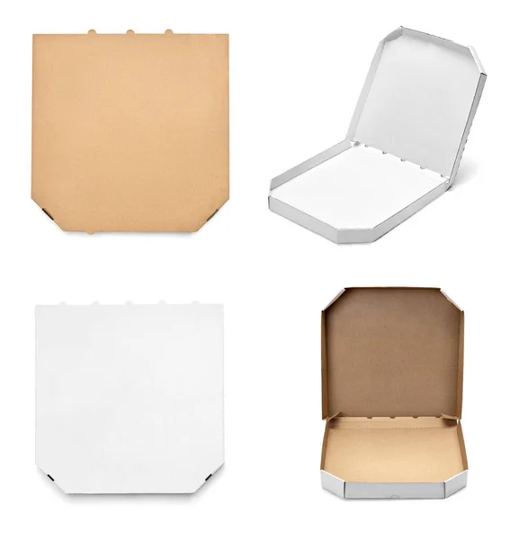 Pizza box mat kartong leverans paket — Stockfoto