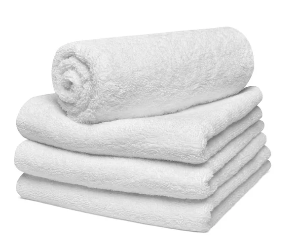 Handdoek katoen badkamer witte spa doek textiel — Stockfoto