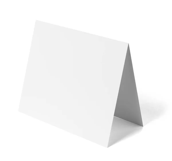 Vikta broschyr vit tom pappersmall bok Skrivbordskalender — Stockfoto