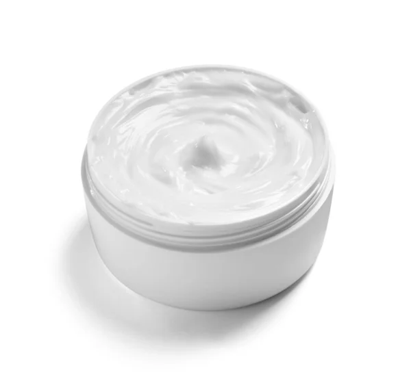 Witte crème container pot schoonheid moisturizer huid — Stockfoto