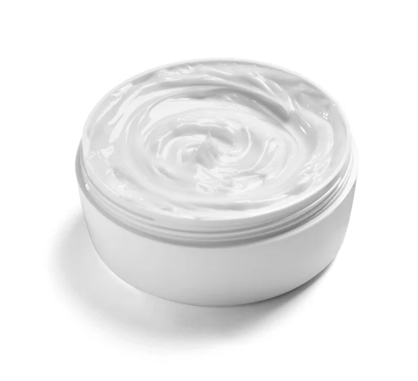 Witte crème container pot schoonheid moisturizer huid — Stockfoto