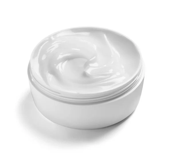 Crema bianca contenitore vaso bellezza crema idratante pelle — Foto Stock