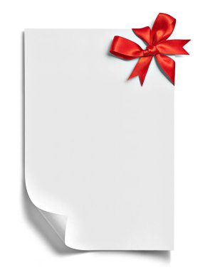 Kurdele yay kartı noel kutlaması notu.