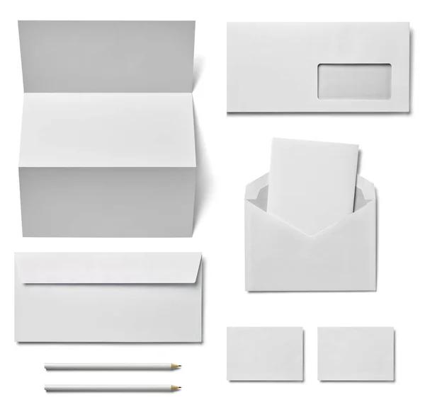封筒カード用紙テンプレート鉛筆事業 — ストック写真