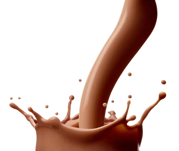 Σοκολάτα γάλα ποτό splash γυαλί άχυρο — Φωτογραφία Αρχείου