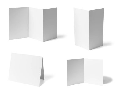 katlanmış broşür beyaz boş kağıt şablon kitap masaüstü takvimi