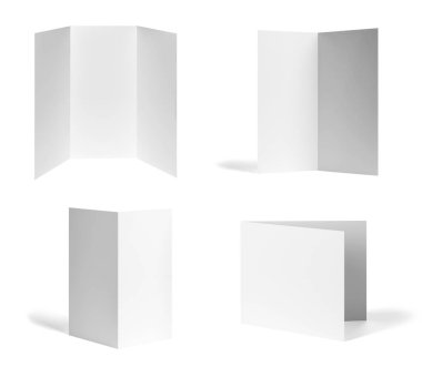 katlanmış broşür beyaz boş kağıt şablon kitap masaüstü takvimi