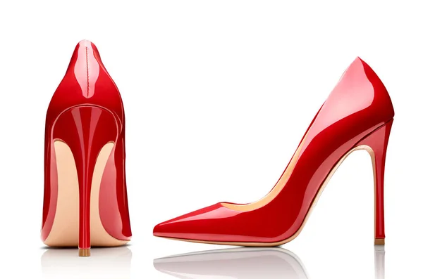 Červená vysoká podpatek obuv módní ženský styl — Stock fotografie