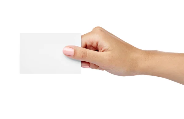 Papír poznámky karta prázdný znak ruka drží — Stock fotografie