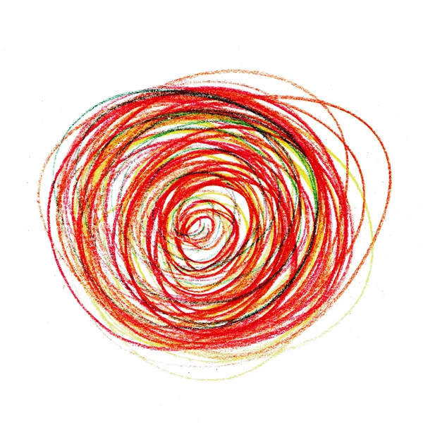 Streszczenie czerwony malarstwo kręgach tekstura linii ołówka — Zdjęcie stockowe