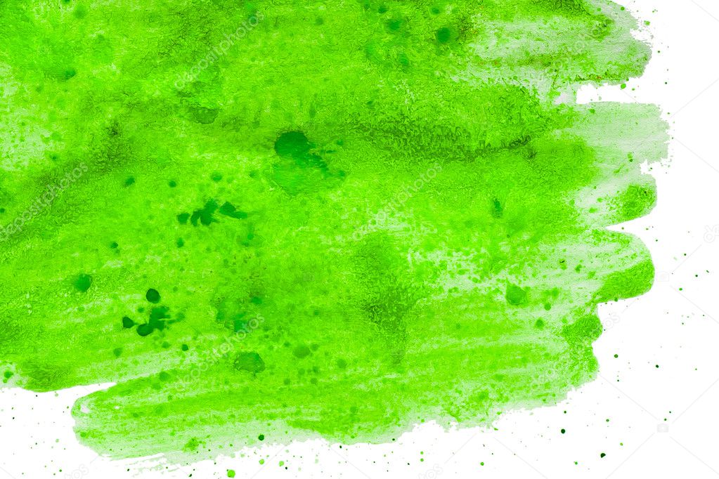 Green abstract painting watercolor handmade