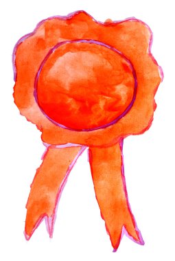 mum baskı düğmesi suluboya beyaz adam izole kırmızı mühür