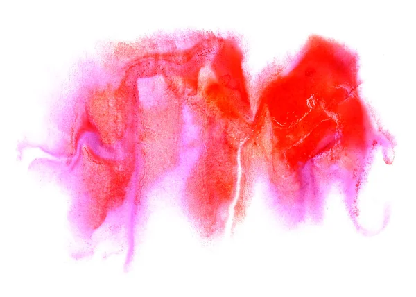 Blob üzerinde beyaz bir bac izole kırmızı mor suluboya fırça darbeleri — Stok fotoğraf