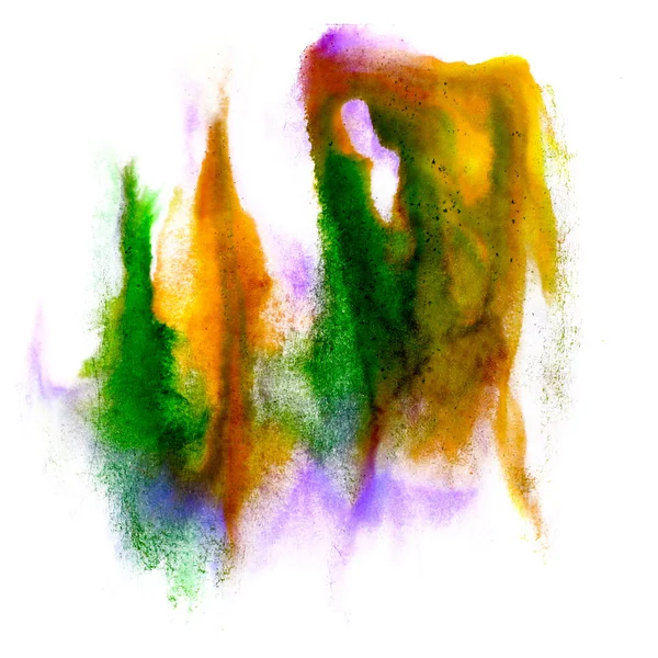 Escova aquarela arte abstrata verde roxo amarelo isola artística — Fotografia de Stock