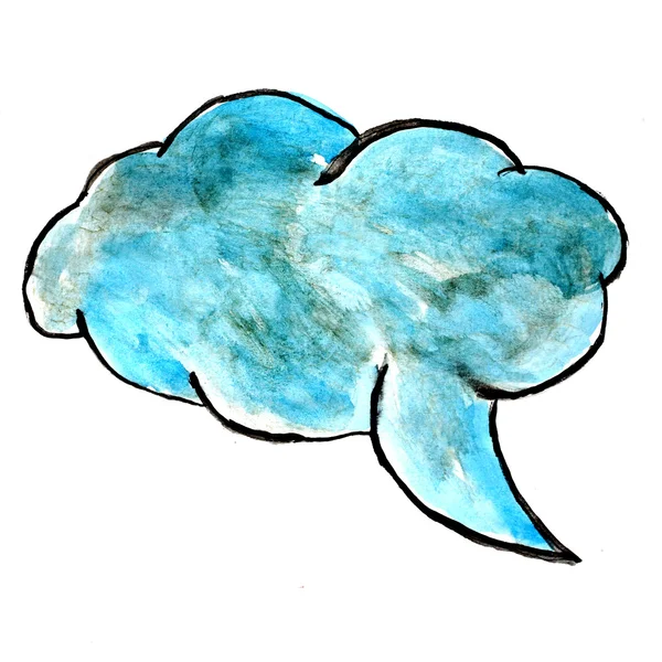 Blue speech bubbles watercolor paint brush watercolour color str — Stock Photo, Image