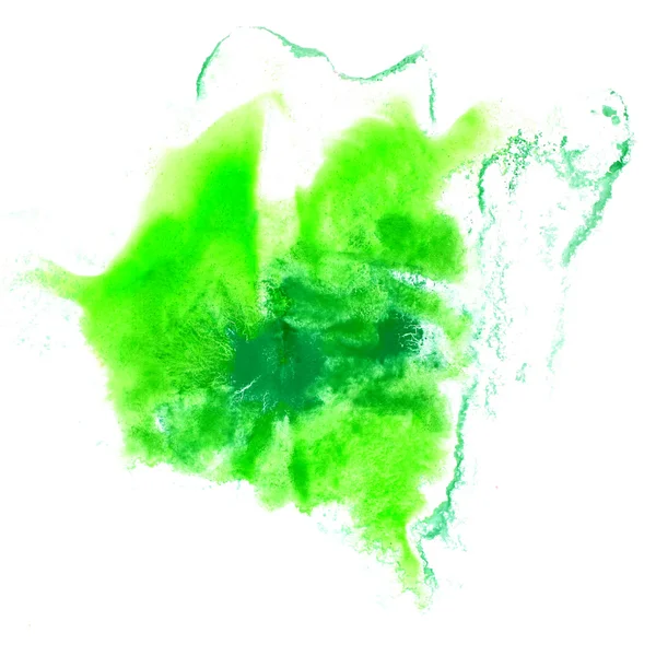 Zielona plama farby akwarelowe pędzlem akwarela kolor obrysu backg — Zdjęcie stockowe
