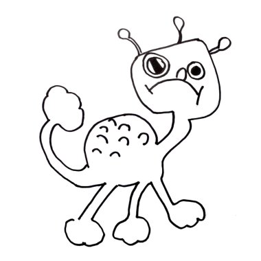 canavar kötü kahraman üç ayak izole çizimi uzat