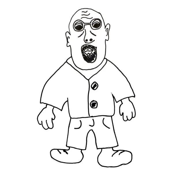 Bald man with glasses gangster cartoon