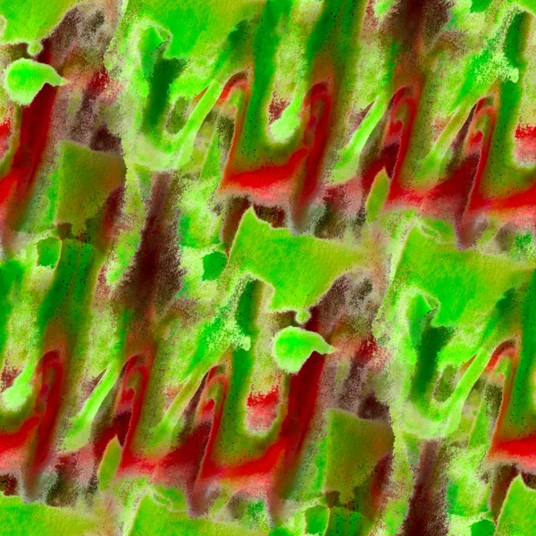 绿色红色无缝抽象纹理手绘的水彩艺术 — 图库照片