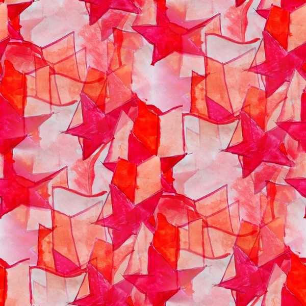 Akvarel umění abstraktní bezešvých textur ručně malované červená hvězda b — Stock fotografie