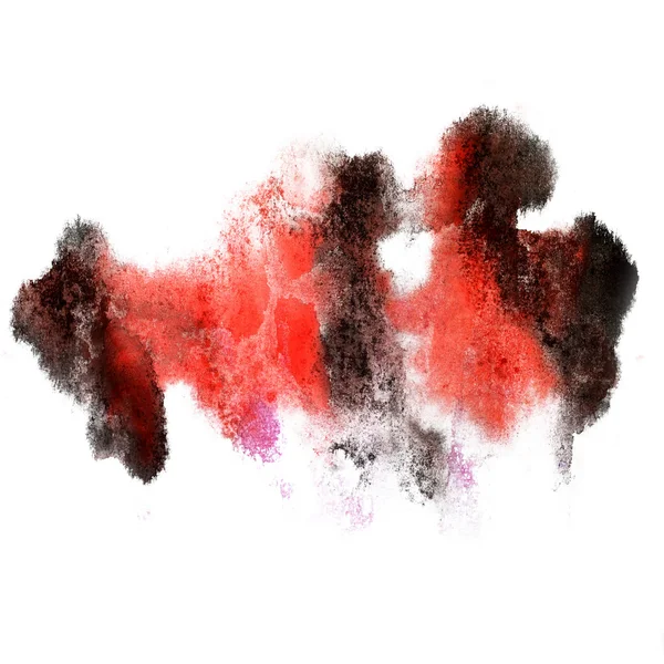 Mancha vermelho preto aguarela blotch textura isolada em um branco bac — Fotografia de Stock