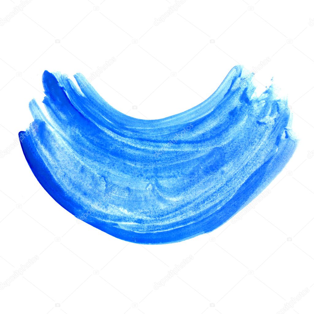 blue blob watercolor brush strokes isolated on a white backgroun
